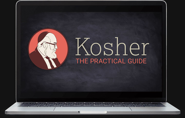Laptop with Kosher guide graphic