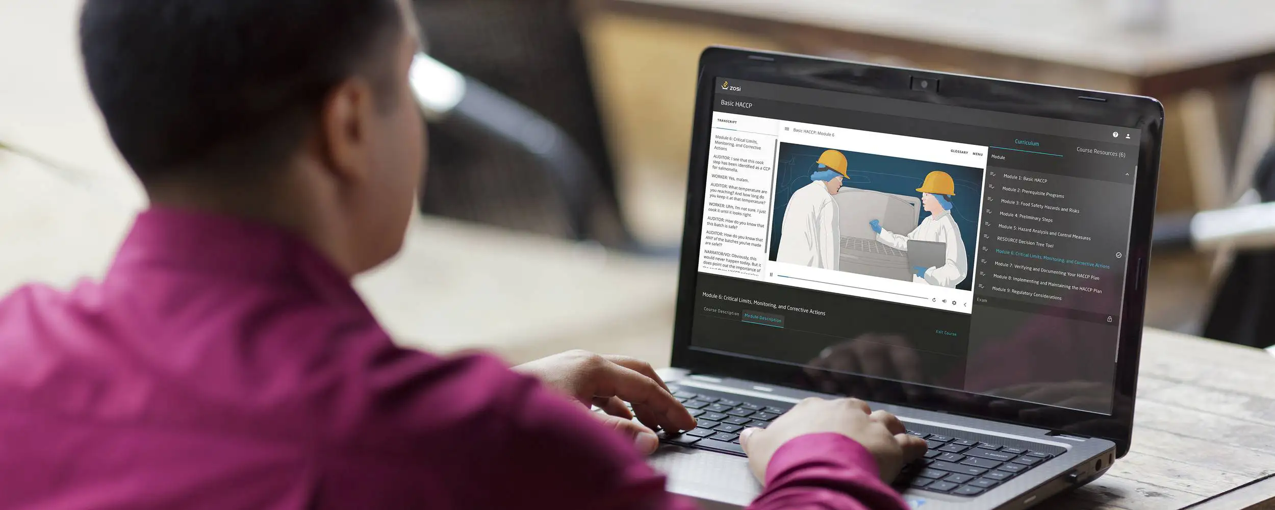 Person taking Food Safety Software on Laptop